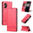 For OPPO K10 Pro AZNS Magnetic Calf Texture Flip Leather Phone Case(Red) - 1