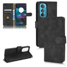 For Motorola Edge 30 Skin Feel Magnetic Flip Leather Phone Case(Black) - 1