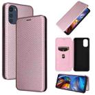 For Motorola Moto E32 4G Carbon Fiber Texture Horizontal Flip Leather Phone Case(Pink) - 1