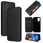 For Motorola Moto E32 4G Carbon Fiber Texture Horizontal Flip Leather Phone Case(Black) - 1