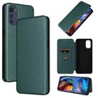 For Motorola Moto E32 4G Carbon Fiber Texture Horizontal Flip Leather Phone Case(Green) - 1