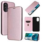 For Motorola Moto G52/G82 Carbon Fiber Texture Horizontal Flip Leather Phone Case(Pink) - 1