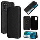 For Motorola Moto G52/G82 Carbon Fiber Texture Horizontal Flip Leather Phone Case(Black) - 1