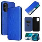 For Motorola Moto G52/G82 Carbon Fiber Texture Horizontal Flip Leather Phone Case(Blue) - 1