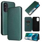 For Motorola Moto G52/G82 Carbon Fiber Texture Horizontal Flip Leather Phone Case(Green) - 1