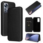 For Xiaomi 12 Lite Carbon Fiber Texture Horizontal Flip Leather Phone Case(Black) - 1