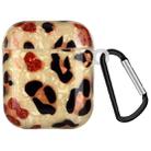Painted Shell Texture Wireless Earphone Case with Hook For AirPods 1 / 2(Yellow Leopard) - 1