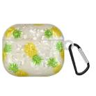 Painted Shell Texture Wireless Earphone Case with Hook For AirPods 3(Pineapple) - 1