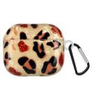 Painted Shell Texture Wireless Earphone Case with Hook For AirPods 3(Yellow Leopard) - 1