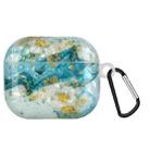 Painted Shell Texture Wireless Earphone Case with Hook For AirPods 3(Blue Gold Marble) - 1