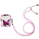 For AirPods 1 / 2 Painted Shell Texture Wireless Earphone Case with Lanyard(Purple Butterfly) - 1