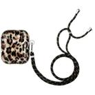 For AirPods 1 / 2 Painted Shell Texture Wireless Earphone Case with Lanyard(Leopard Print) - 1