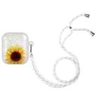 For AirPods 1 / 2 Painted Shell Texture Wireless Earphone Case with Lanyard(Yellow Sunflower) - 1