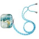 For AirPods 1 / 2 Painted Shell Texture Wireless Earphone Case with Lanyard(Blue Gold Marble) - 1