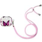 For AirPods 3 Painted Shell Texture Wireless Earphone Case with Lanyard(Purple Butterfly) - 1