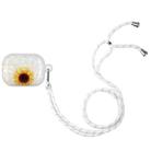 For AirPods Pro Painted Shell Texture Wireless Earphone Case with Lanyard(Yellow Sunflower) - 1