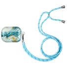 For AirPods Pro Painted Shell Texture Wireless Earphone Case with Lanyard(Blue Gold Marble) - 1