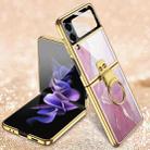 For Samsung Galaxy Z Flip3 5G GKK Electroplating Tempered Glass Painted Phone Case with Ring Holder(Purple Pink) - 1