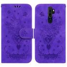 For OPPO A9 / A5 2020 / A11X Butterfly Rose Embossed Leather Phone Case(Purple) - 1
