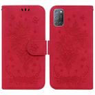 For OPPO A52 / A92 / A72 Butterfly Rose Embossed Leather Phone Case(Red) - 1