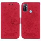 For OPPO A53 / A33 Butterfly Rose Embossed Leather Phone Case(Red) - 1