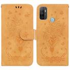 For OPPO A53 / A33 Butterfly Rose Embossed Leather Phone Case(Yellow) - 1