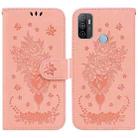 For OPPO A53 / A33 Butterfly Rose Embossed Leather Phone Case(Pink) - 1