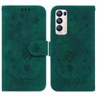 For OPPO Find X3 Neo / Reno5 Pro+ 5G Butterfly Rose Embossed Leather Phone Case(Green) - 1