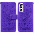 For OPPO Find X3 Neo / Reno5 Pro+ 5G Butterfly Rose Embossed Leather Phone Case(Purple) - 1