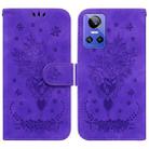 For OPPO Realme GT Neo3 Butterfly Rose Embossed Leather Phone Case(Purple) - 1