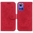 For OPPO Realme GT Neo3 Butterfly Rose Embossed Leather Phone Case(Red) - 1