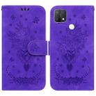 For OPPO A15 / A15s Butterfly Rose Embossed Leather Phone Case(Purple) - 1