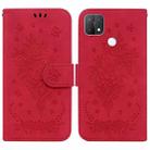 For OPPO A15 / A15s Butterfly Rose Embossed Leather Phone Case(Red) - 1