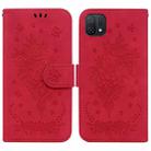 For OPPO A16K Butterfly Rose Embossed Leather Phone Case(Red) - 1