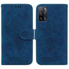For OPPO A55 5G / A53s 5G / A16 Butterfly Rose Embossed Leather Phone Case(Blue) - 1