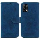 For OPPO A74 4G / F19 4G Butterfly Rose Embossed Leather Phone Case(Blue) - 1