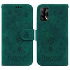 For OPPO A74 4G / F19 4G Butterfly Rose Embossed Leather Phone Case(Green) - 1