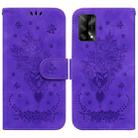 For OPPO A74 4G / F19 4G Butterfly Rose Embossed Leather Phone Case(Purple) - 1