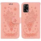 For OPPO A74 4G / F19 4G Butterfly Rose Embossed Leather Phone Case(Pink) - 1