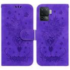 For OPPO A94 4G / F19 Pro / Reno5 F Butterfly Rose Embossed Leather Phone Case(Purple) - 1