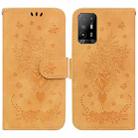 For OPPO A94 5G / F19 Pro+ 5G / Reno5 Z Butterfly Rose Embossed Leather Phone Case(Yellow) - 1