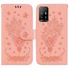 For OPPO A94 5G / F19 Pro+ 5G / Reno5 Z Butterfly Rose Embossed Leather Phone Case(Pink) - 1