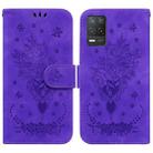 For OPPO Realme 8 5G / Q3 5G Butterfly Rose Embossed Leather Phone Case(Purple) - 1