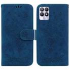 For OPPO Realme 8i Butterfly Rose Embossed Leather Phone Case(Blue) - 1