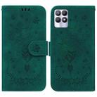 For OPPO Realme 8i Butterfly Rose Embossed Leather Phone Case(Green) - 1