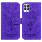 For OPPO Realme 8i Butterfly Rose Embossed Leather Phone Case(Purple) - 1