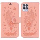 For OPPO Realme 8i Butterfly Rose Embossed Leather Phone Case(Pink) - 1