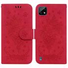 For OPPO Realme C20 / C11 2021 Butterfly Rose Embossed Leather Phone Case(Red) - 1