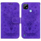 For OPPO Realme C21 Butterfly Rose Embossed Leather Phone Case(Purple) - 1