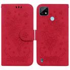 For OPPO Realme C21 Butterfly Rose Embossed Leather Phone Case(Red) - 1